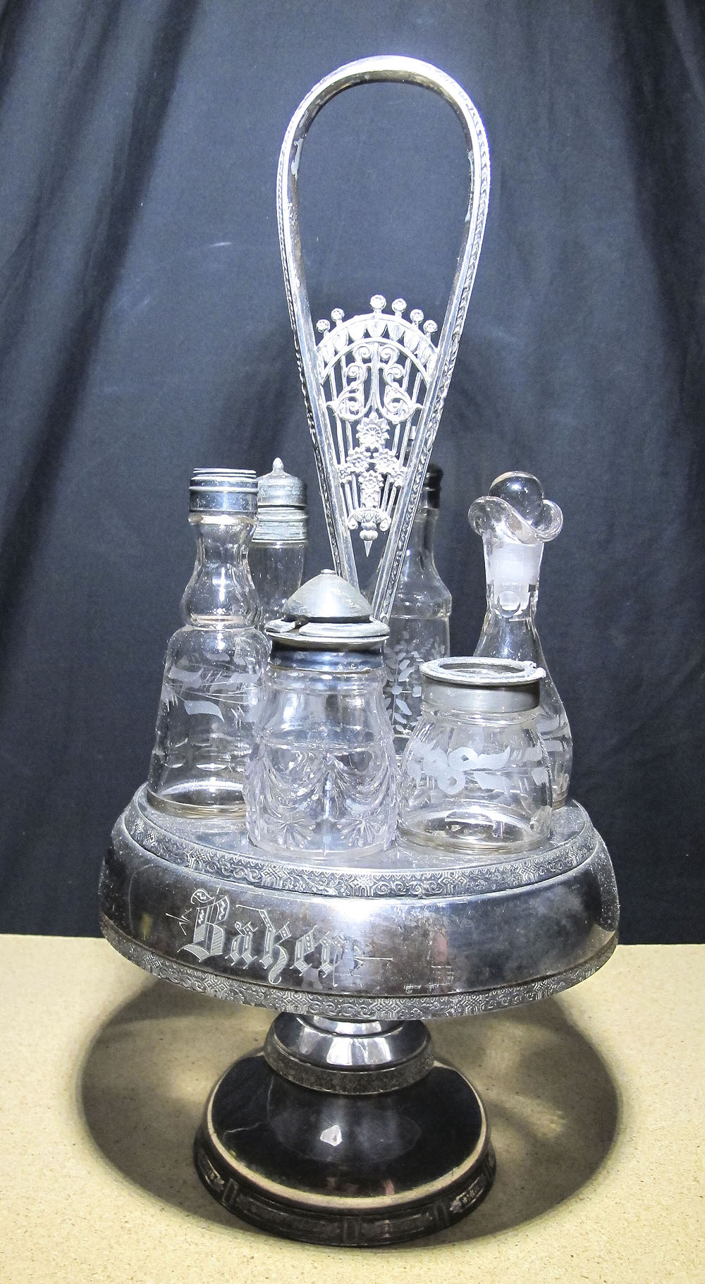 EARLY Antique Victorian Wilcox Silver Plate Personalized Castor Cruet